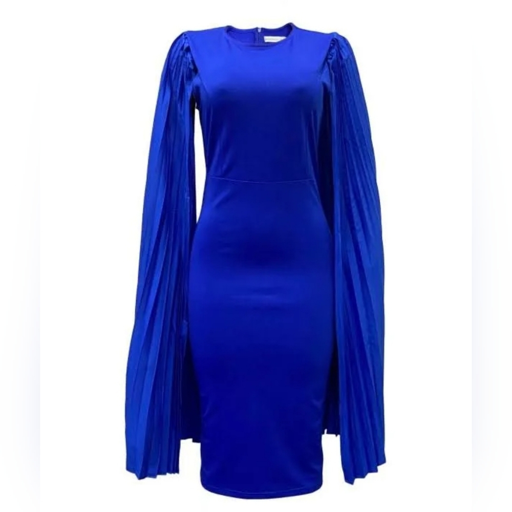 Blue Dress with Cape Sleeves